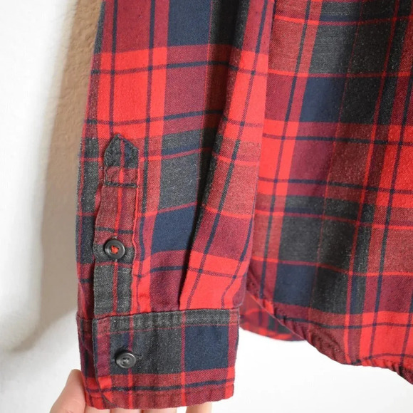 American Eagle Plaid Boyfriend Fit Shirt Button Down Sz L Cotton Blend Preppy - Picture 6 of 15